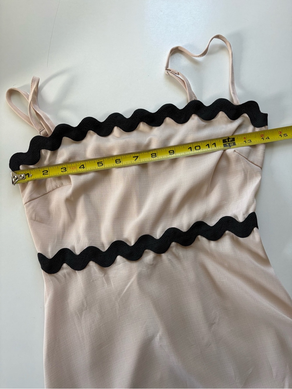 Sleeveless Cream Maxi Dress with Black Wavy Trim - Picture 3 of 12